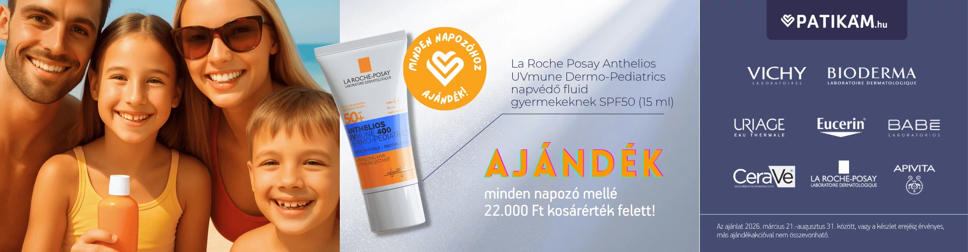 Napozó kampány 2026: ajándék gyerek fluid 15 ml minden napozóhoz